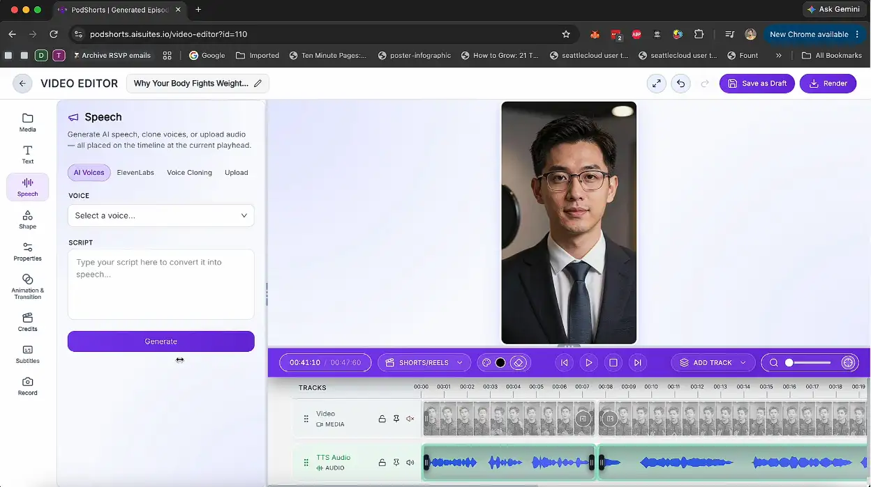 PodShorts Cloud Timeline Video and Voiceover Editor