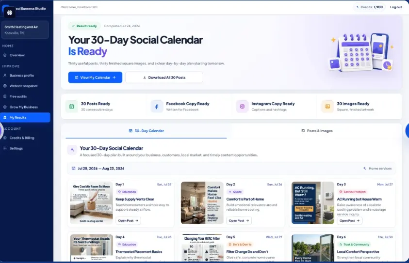 Local Alchemist AI Automated 30-Day Social Media Calendar and Visuals