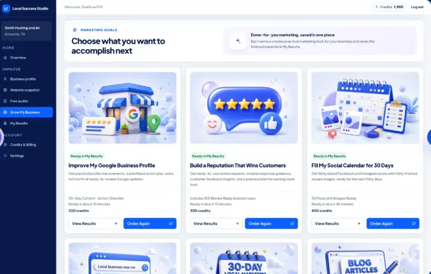 Local Alchemist AI Client Dashboard and Service Marketplace