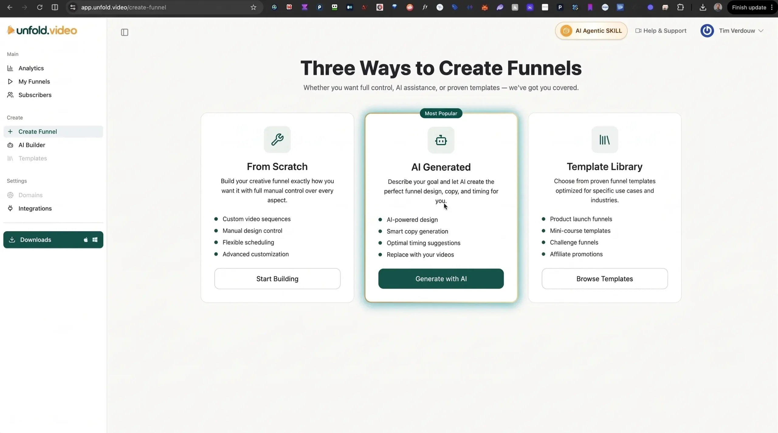 UnfoldVideo Creation Mode Options